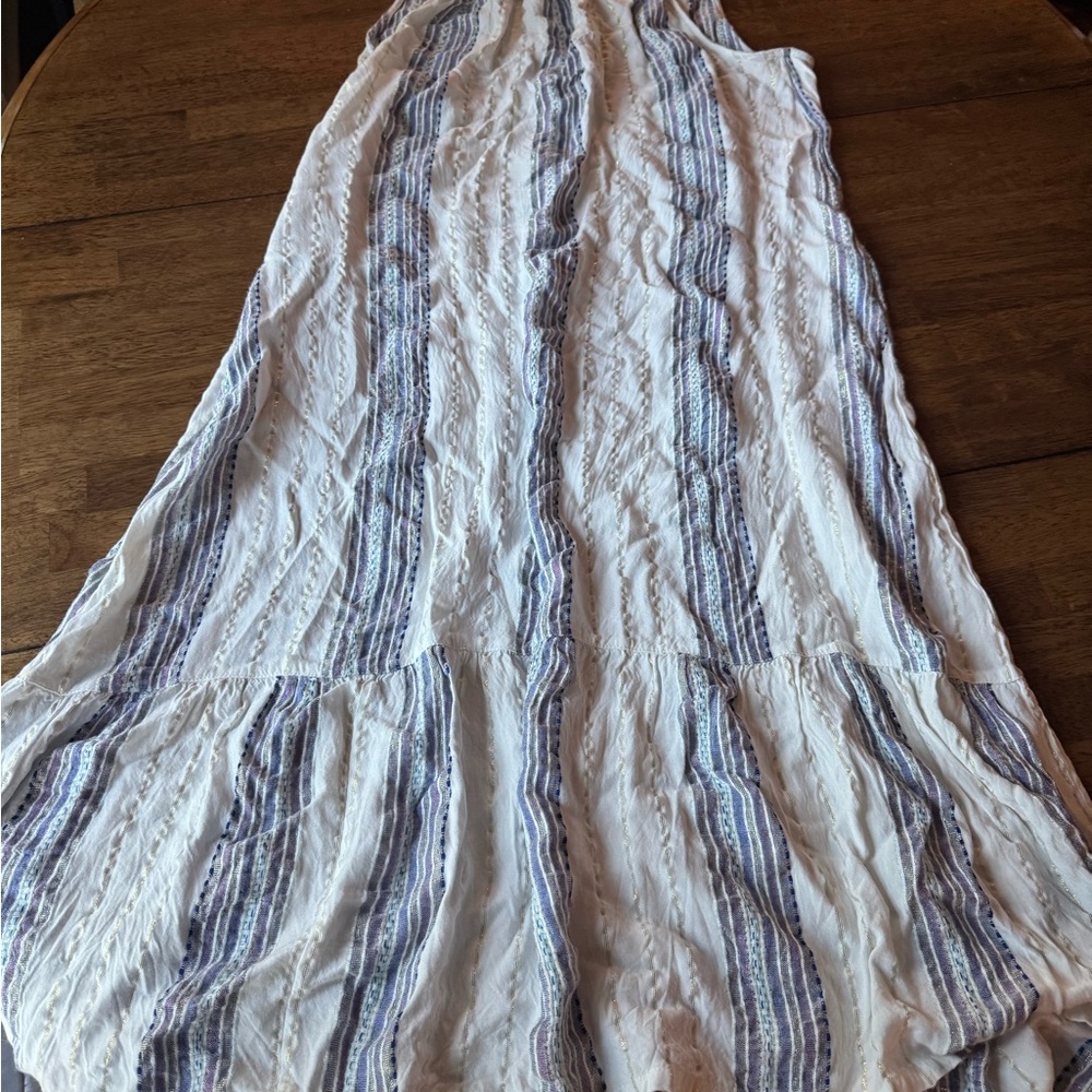 Cost Plus World Market White and Blue Maxi Dress